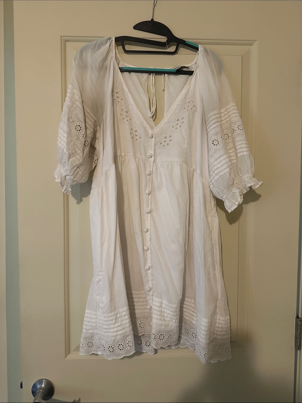 American Eagle Outfitters White Eyelet Midi Dress